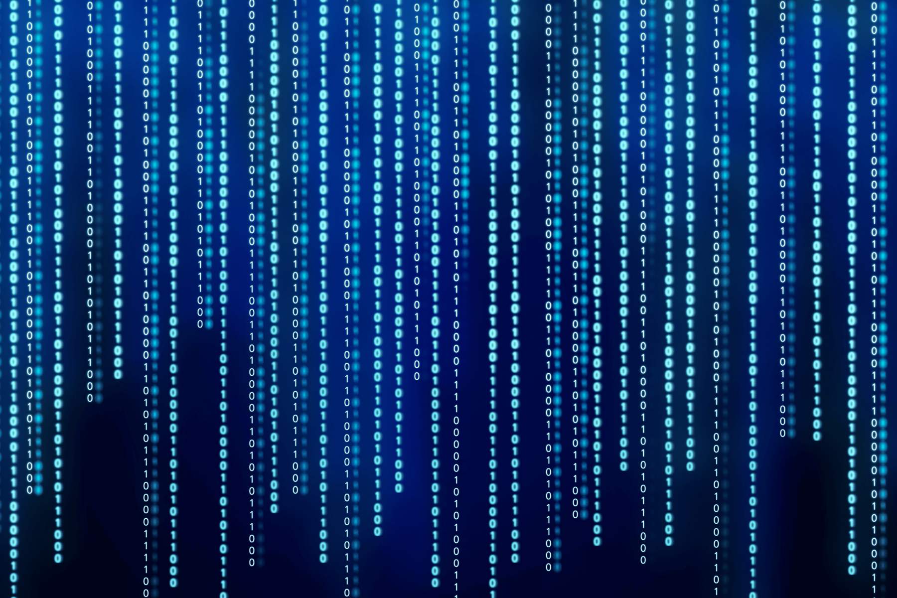 Flusso di codice binario su sfondo blu